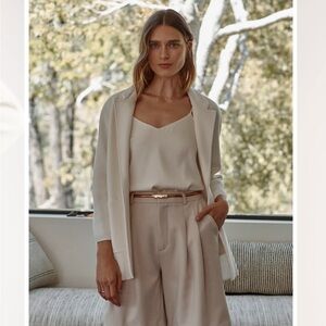 Quince Women's 100% Organic Cotton Knit Blazer Ivory White M